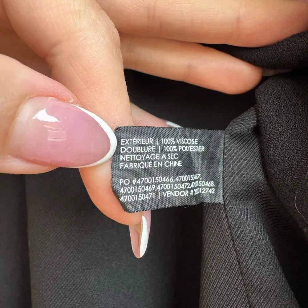 🟣$5/$25 Club Monaco Drape Black Open Front Zipper Blazer Office Wear Size Small